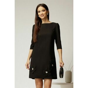 Rochie scurta neagra cu aplicatii florale elegante imagine