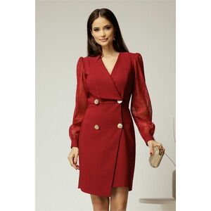 Rochie bordo scurta tip sacou cu maneci din dantela imagine