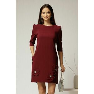 Rochie scurta bordo cu aplicatii florale elegante imagine
