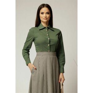 Camasa DY Fashion kaki cambrata din poplin cu croi cambrat imagine