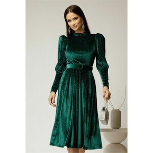 Rochie DY Fashion verde din catifea cu glitter argintiu imagine