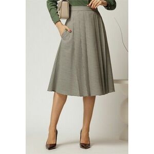 Fusta DY Fashion clos cu carouri negru si gri cu pliuri imagine