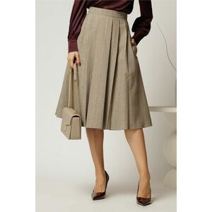 Fusta DY Fashion clos cu carouri bleu si bej cu pliuri imagine