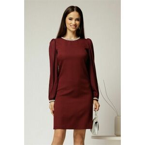 Rochie DY Fashion bordo eleganta cu maneci din voal si aplicatii la decolteu imagine