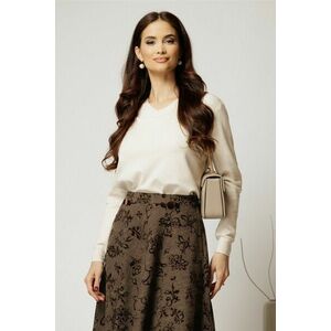 Bluza casual din tricot ivoar cu decolteu in V imagine