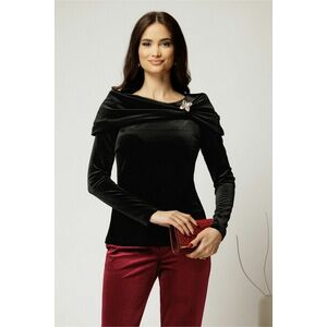 Bluza eleganta din catifea neagra cu brosa la decolteu imagine