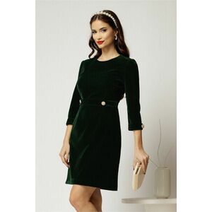 Rochie DY Fashion din catifea fixa verde cu nasturi pe talie imagine