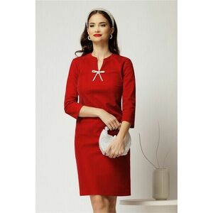 Rochie DY Fashion scurta bordo din catifea fixa cu funda perla imagine