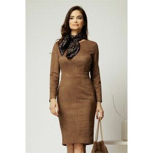 Rochie DY Fashion conica maro din piele intoarsa imagine