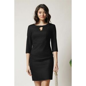 Rochie scurta neagra conica cu detaliu auriu la bust imagine