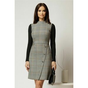 Rochie scurta in carouri gri cu nasturi pe fusta imagine