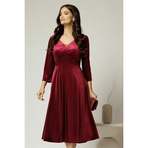 Rochie midi din catifea bordo cu decolteu V imagine