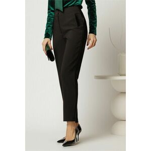 Pantaloni dama negri conici cu vipusca din catifea imagine