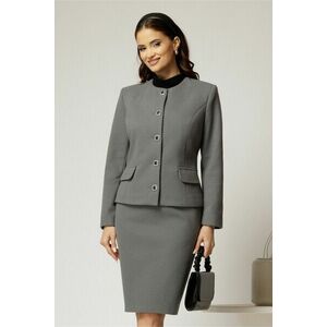 Compleu dama gri sacou si fusta din lana imagine