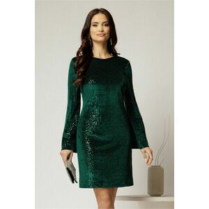 Rochie DY Fashion scurta verde din catifea cu paiete si funda la spate imagine