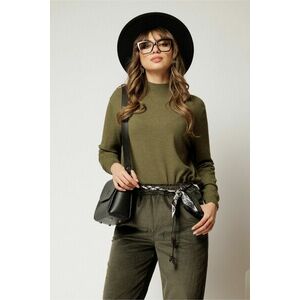 Bluza kaki din tricot cu maneca lunga si croi lejer imagine