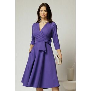 Rochie Dy Fashion mov cu decolteu petrecut si funda maxi imagine