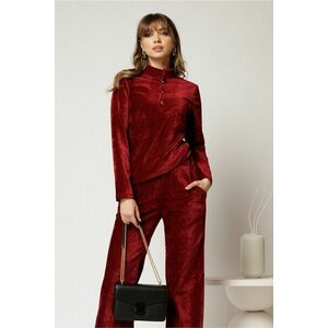 Bluza DY Fashion bordo din catifea velurata cu nasturi la bust imagine