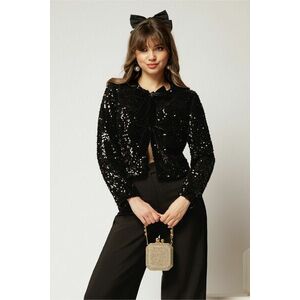 Bolero DY Fashion negru din catifea cu paiete imagine