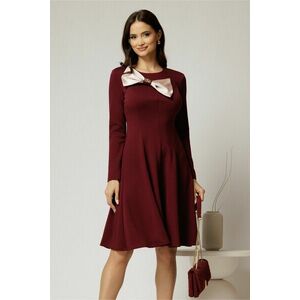 Rochie midi bordo in clini cu funda maxi satinata pe bust imagine