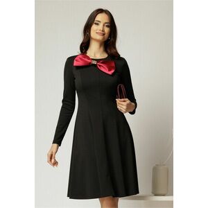 Rochie midi neagra in clini cu funda maxi satinata pe bust imagine