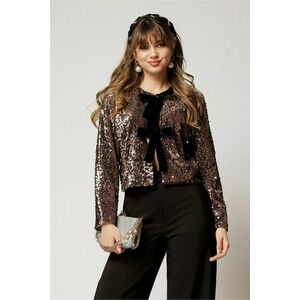 Bolero DY Fashion gri din catifea cu paiete imagine