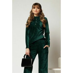 Bluza DY Fashion verde din catifea velurata cu nasturi la bust imagine