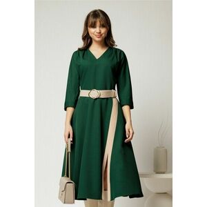 Rochie midi verde clos cu slit pe fusta imagine