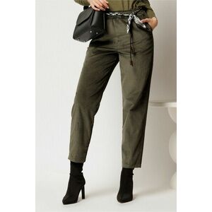 Pantaloni kaki din catifea reiata si cordon imagine