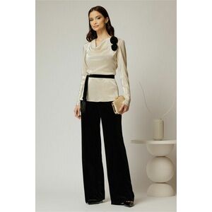 Compleu dama cu bluza aurie si pantalon din catifea imagine