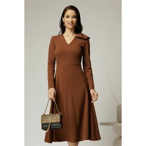 Rochie DY Fashion maro midi cu funda pe umar imagine