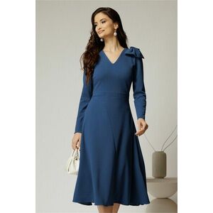 Rochie DY Fashion albastra midi cu funda pe umar imagine