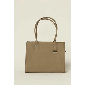 Geanta beige office cu detaliu argintiu imagine