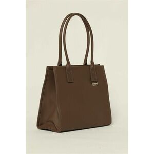 Geanta taupe office cu detaliu argintiu imagine