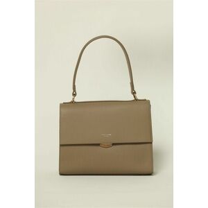 Geanta taupe model clasic cu inchidere metalica imagine