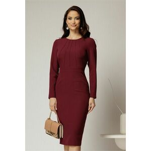 Rochie DY Fashion midi conica magenta office cu nervuri imagine