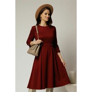 Rochie DY Fashion midi bordo din tricot cu nasturi decorativi pe talie imagine