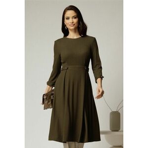 Rochie DY Fashion midi kaki din tricot cu nasturi decorativi pe talie imagine