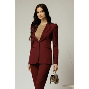 Sacou DY Fashion bordo cu inchidere cu nasture si croi cambrat imagine