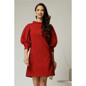 Rochie rosie cu maneci bufante si guler maxi imagine