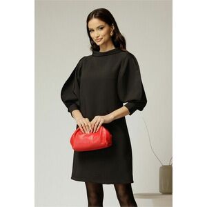 Rochie neagra cu maneci bufante si guler maxi imagine