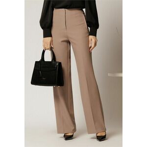 Pantaloni dama bej croi drept cu adaos de viscoza imagine