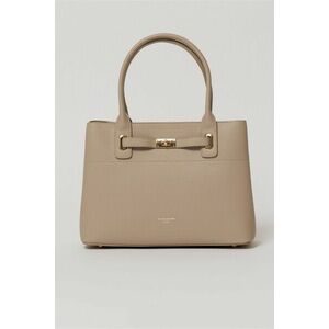 Geanta office taupe cu detalii aurii imagine