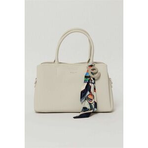 Geanta ivory cu esarfa decorativa multicolora imagine