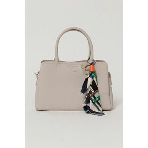 Geanta lila cu esarfa decorativa multicolora imagine