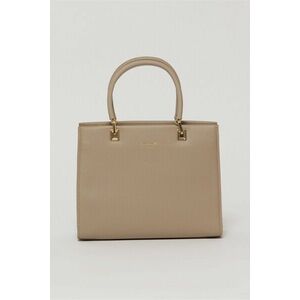 Geanta taupe office patrata din piele ecologica cu maner dublu imagine