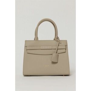 Geanta office gri deschis din piele ecologica cu aplicatie metalica imagine