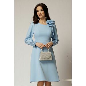 Rochia DY Fashion bleu cu mansete din paiete si funda ampla pe umar imagine