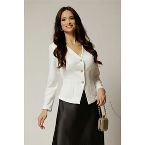 Sacou scurt alb cambrat din jerse si inchidere cu nasturi imagine