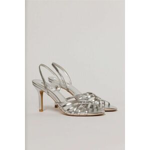 Sandale argintii cu barete impletite imagine